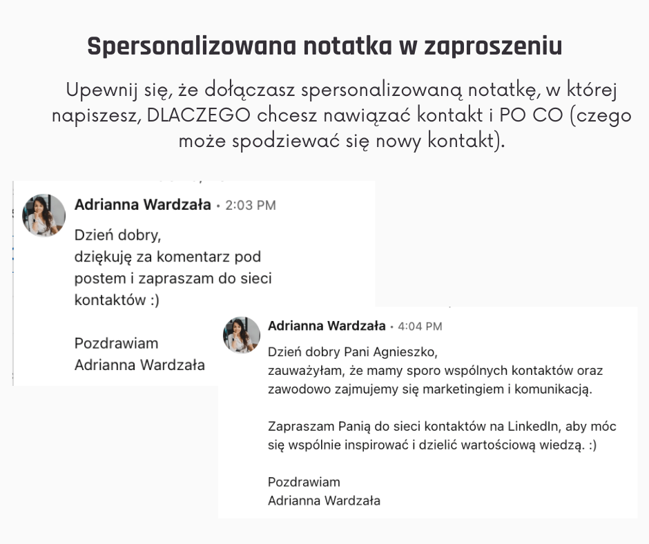 spersonalizowana notatka na linkedin